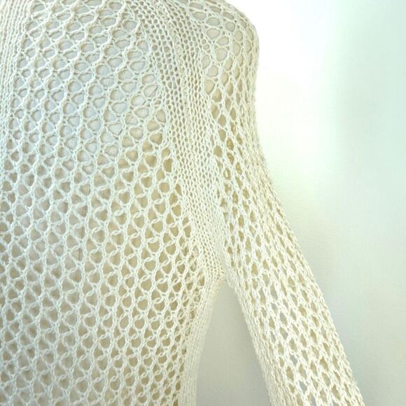360 Sweater Sweater Open Crochet Knit Design Silk and Linen Size Small - Picture 12 of 15